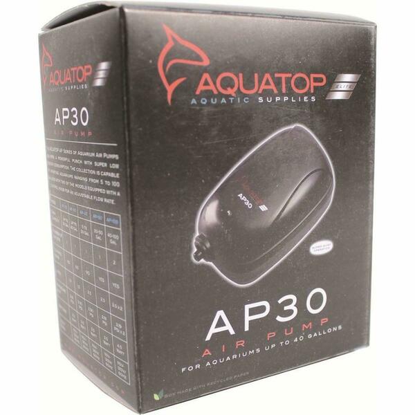 Aquatop Aquatic Supplies 20-30 gal Single Outlet Aquarium Air Pump - Black 3536
